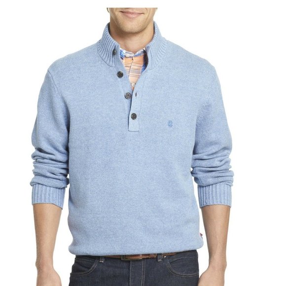 Men's IZOD Long-Sleeve Button Mockneck Sweater - Picture 1 of 2